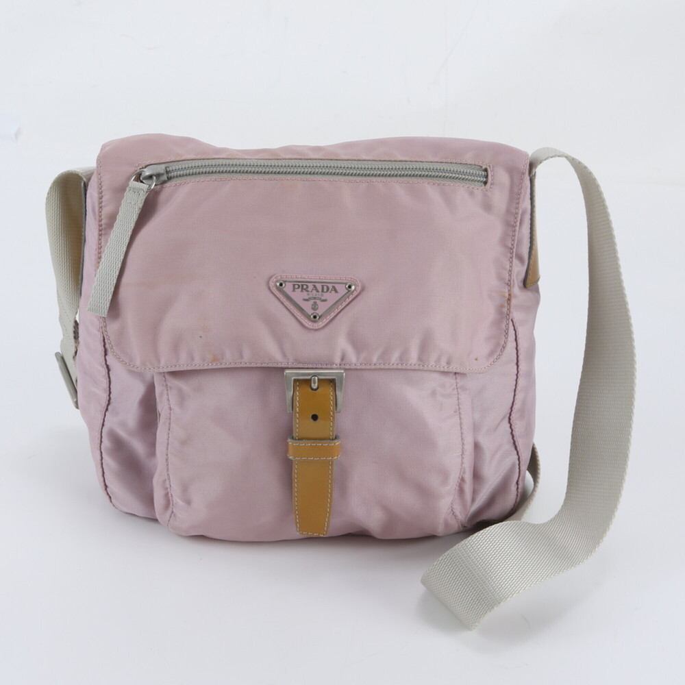Prada Tessuto Nylon Triangle Logo Leather Shoulder Bag Messenger for Women